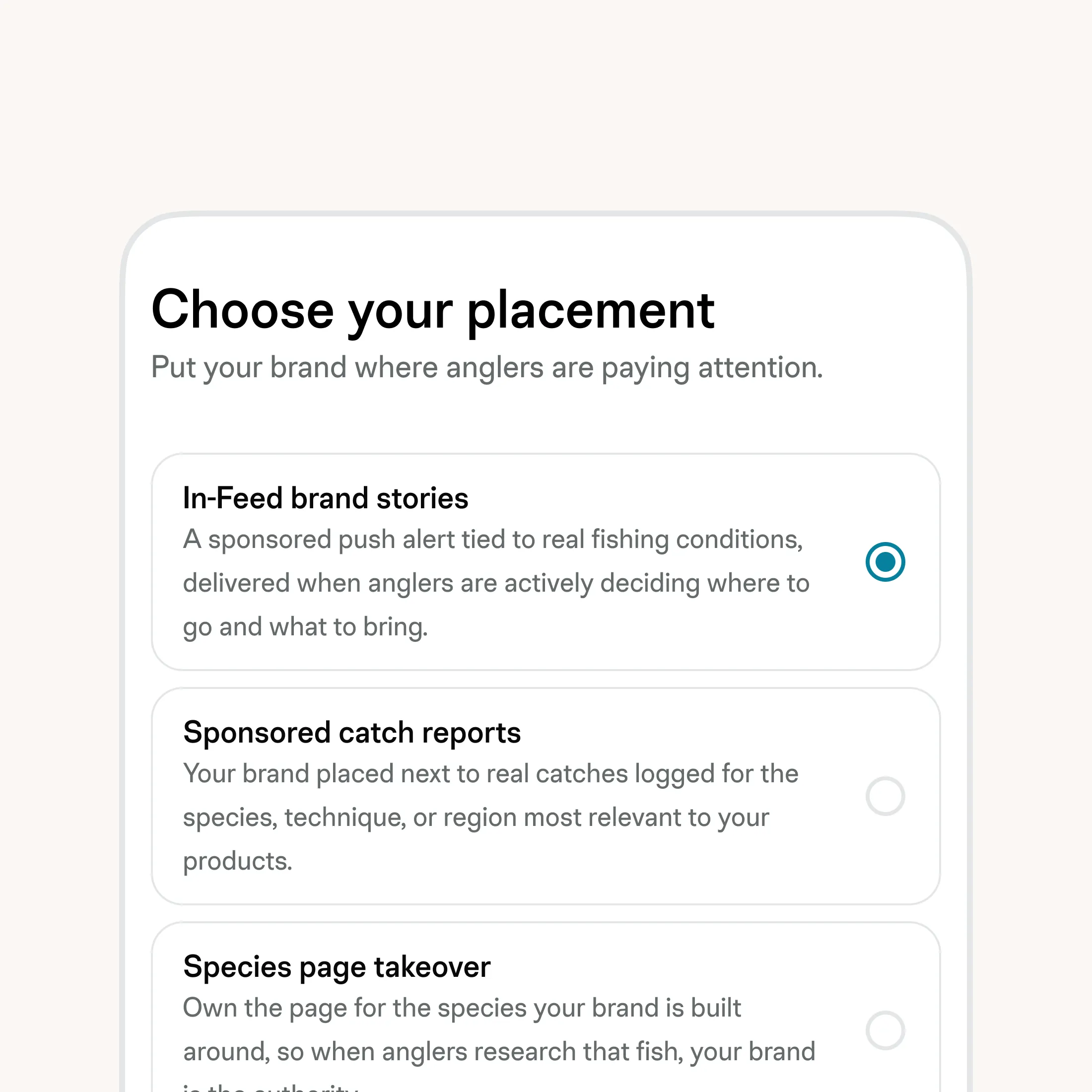 Choose your placements